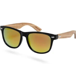 Drewniane lustrzane okulary przeciwsłoneczne w kolorze czarnym z zebrawood