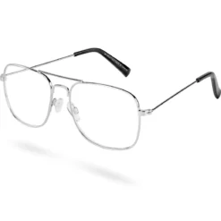 Duże okulary aviator z przezroczystymi soczewkami