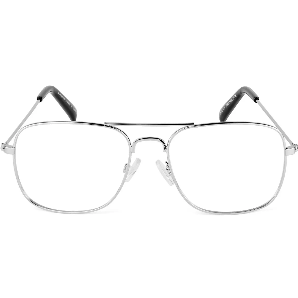 Duże okulary aviator z przezroczystymi soczewkami