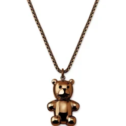 Egan | Naszyjnik w kolorze miedzi z łańcuszkiem weneckim i misiem ze stali nierdzewnej