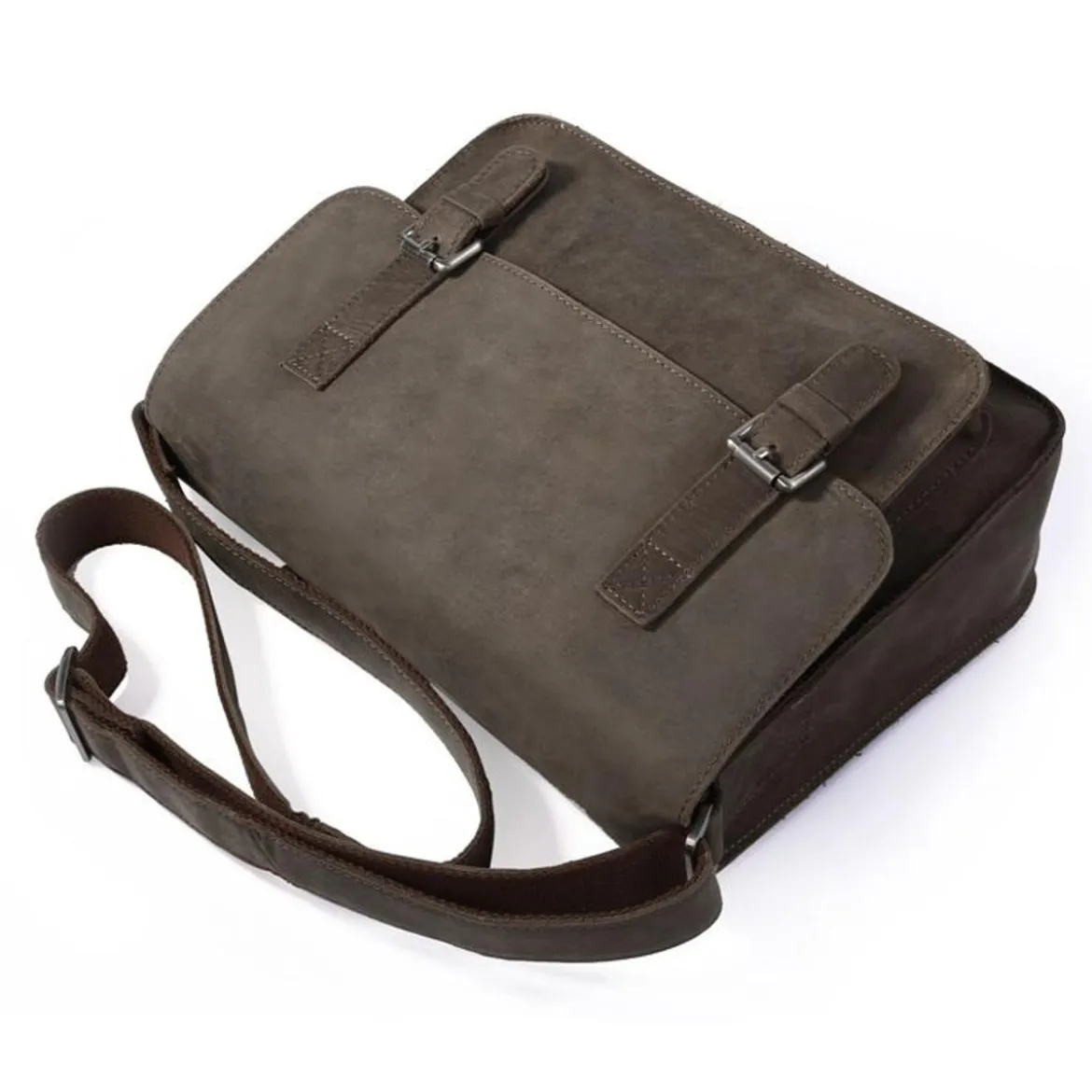 Elegancka skórzana aktówka w kolorze khaki