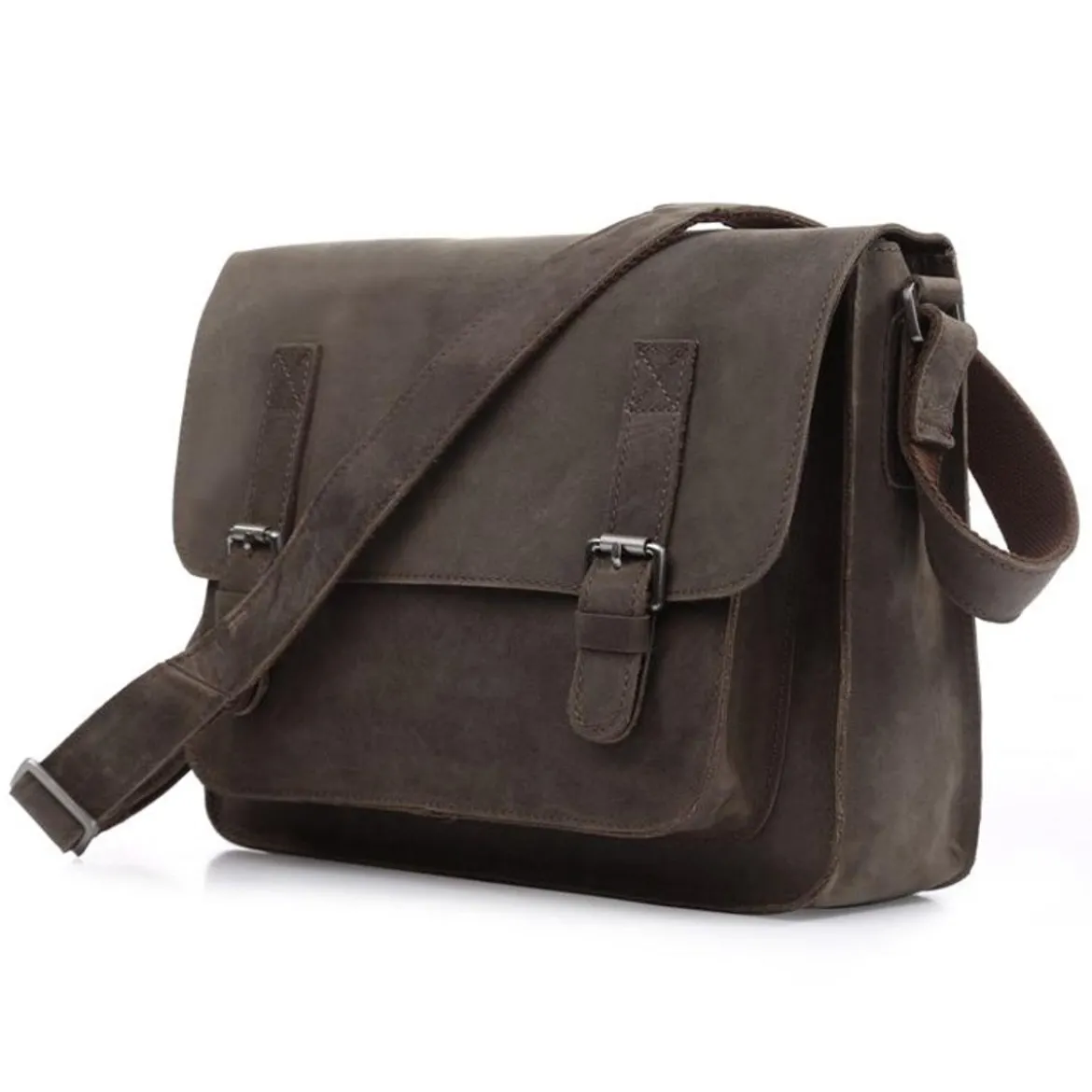 Elegancka skórzana aktówka w kolorze khaki