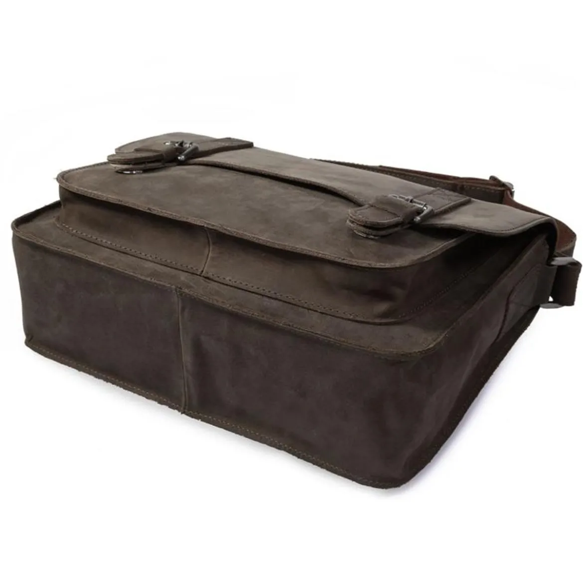 Elegancka skórzana aktówka w kolorze khaki