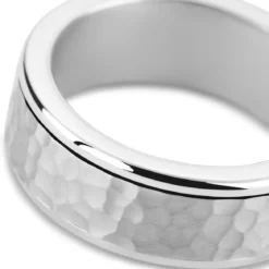 Enthumema | 8 mm młotkowany srebrzysty pierścionek antystresowy fidget ze stali nierdzewnej