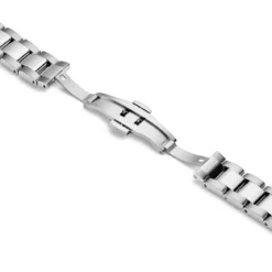 Eric | Srebrzysty zegarek ze stali nierdzewnej z brązową tarczą oraz datownikiem i dniem tygodnia