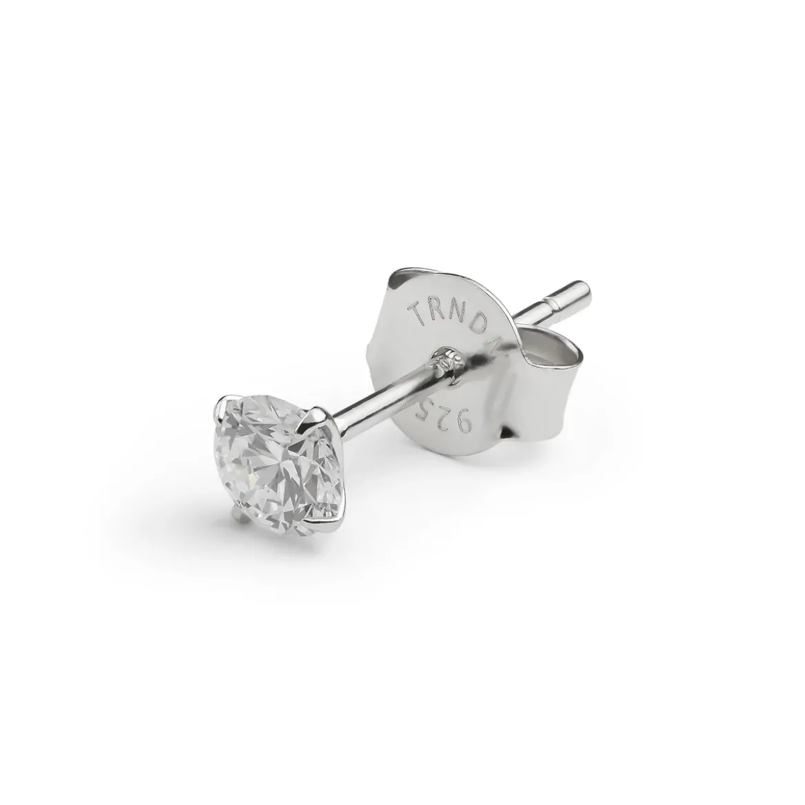 Eterna | Okrągły kolczyk typu sztyft ze srebra próby 925 z diamentem laboratoryjnym – 4 mm 0,25 ct