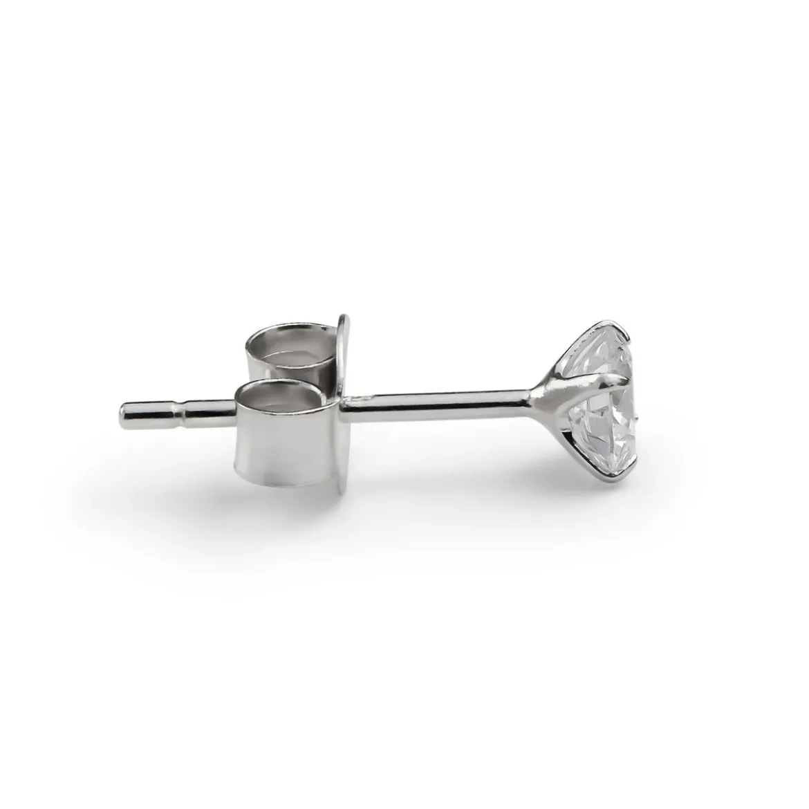 Eterna | Okrągły kolczyk typu sztyft ze srebra próby 925 z diamentem laboratoryjnym – 4 mm 0,25 ct