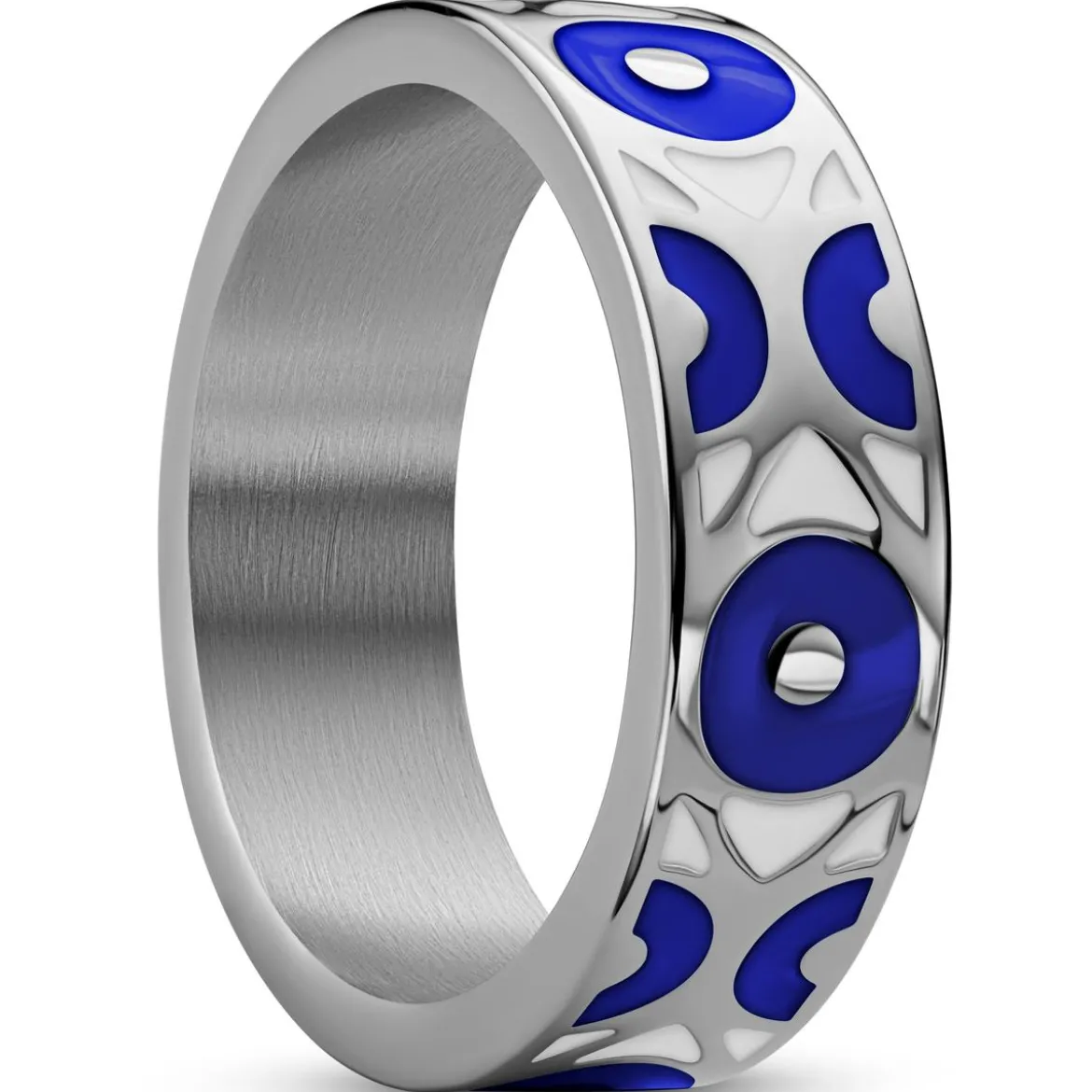 Evil Eye | 7 mm ciemnoniebieski pierścionek ze stali nierdzewnej