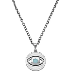 Evil Eye | Srebrzysty naszyjnik z obracającym się wisiorkiem