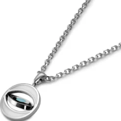 Evil Eye | Srebrzysty naszyjnik z obracającym się wisiorkiem