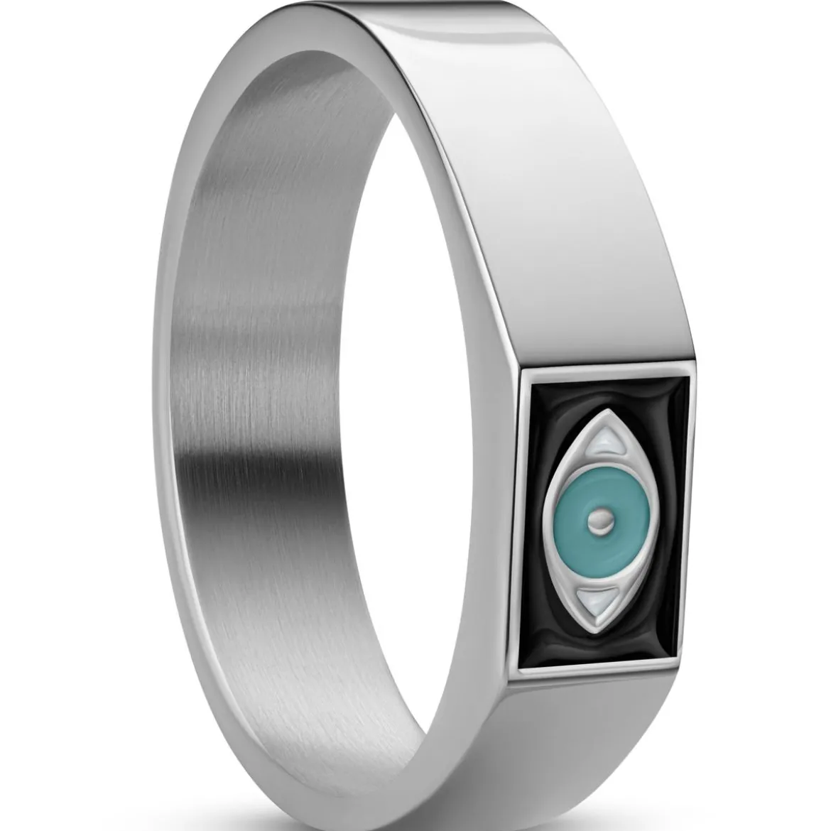 Evil Eye | Srebrzysty sygnet kwadratowy