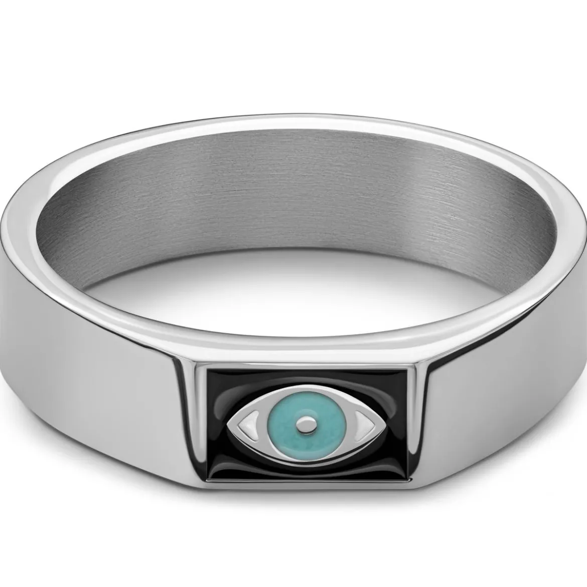 Evil Eye | Srebrzysty sygnet kwadratowy
