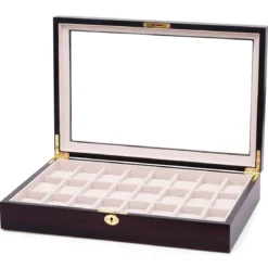 Hebanowe pudełko na zegarki - 24 zegarki