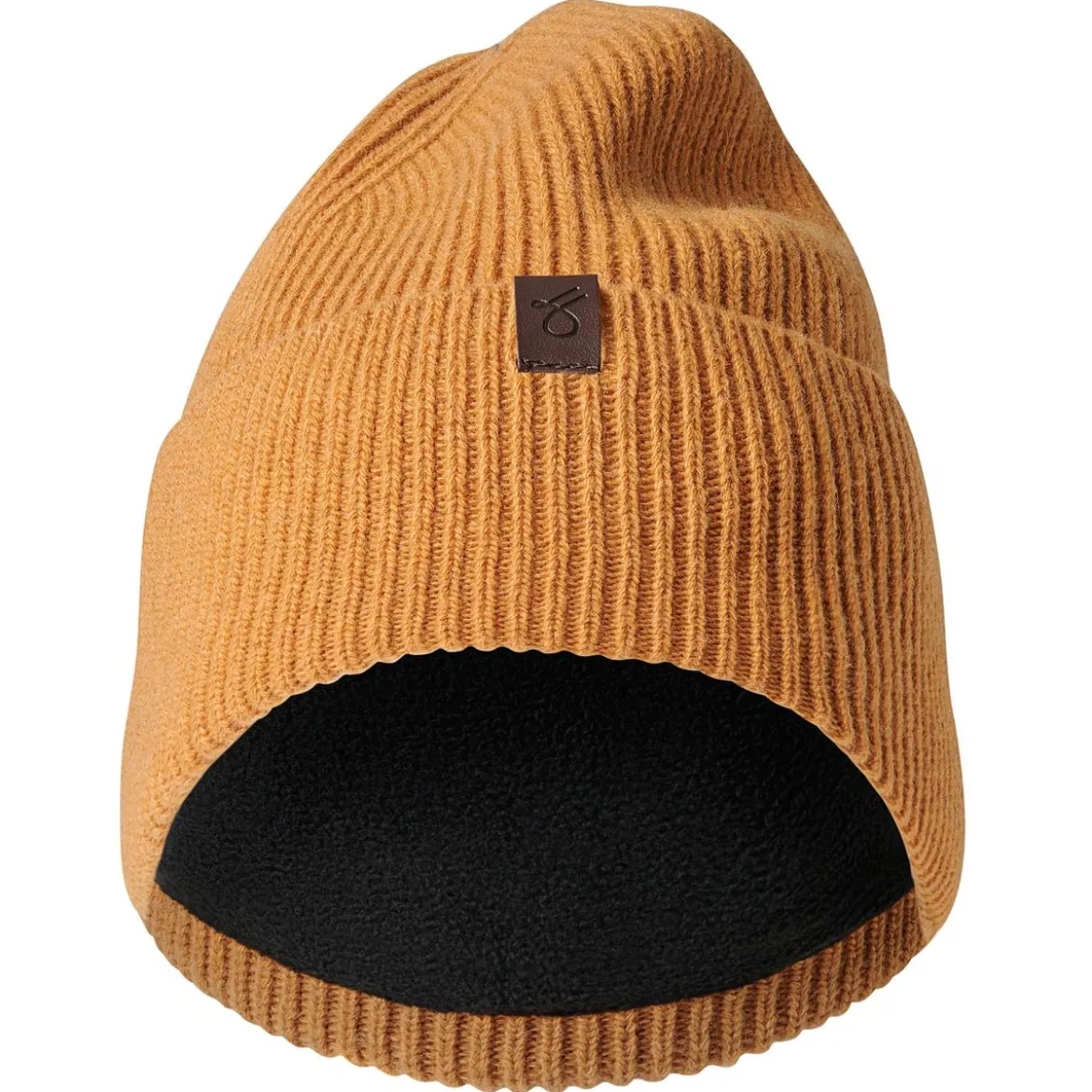 Hiems | Bursztynowo-pomarańczowa czapka beanie z wełny z recyklingu z mankietem