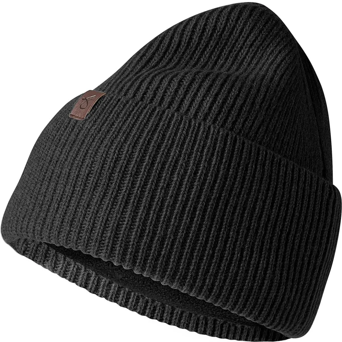 Hiems | Czarna czapka beanie z wełny z recyklingu z mankietem