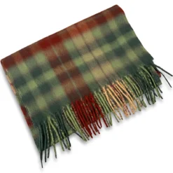 Highlands | Wełniany szalik w zielono-czerwoną kratę inspirowany stylem hunting