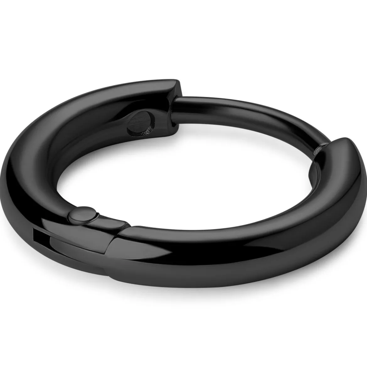 Huggie | 6 mm czarny kolczyk kółeczko ze stali chirurgicznej