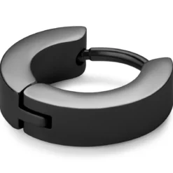 Huggie | 6 mm czarny płaski kolczyk kółeczko ze stali chirurgicznej