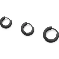 Huggie | 8 mm czarny płaski kolczyk kółeczko ze stali chirurgicznej