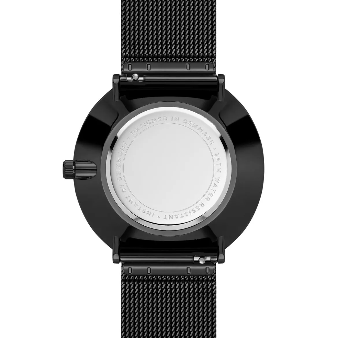 Instant | Minimalistyczny zegarek czarno-biały z siatkową bransoletą