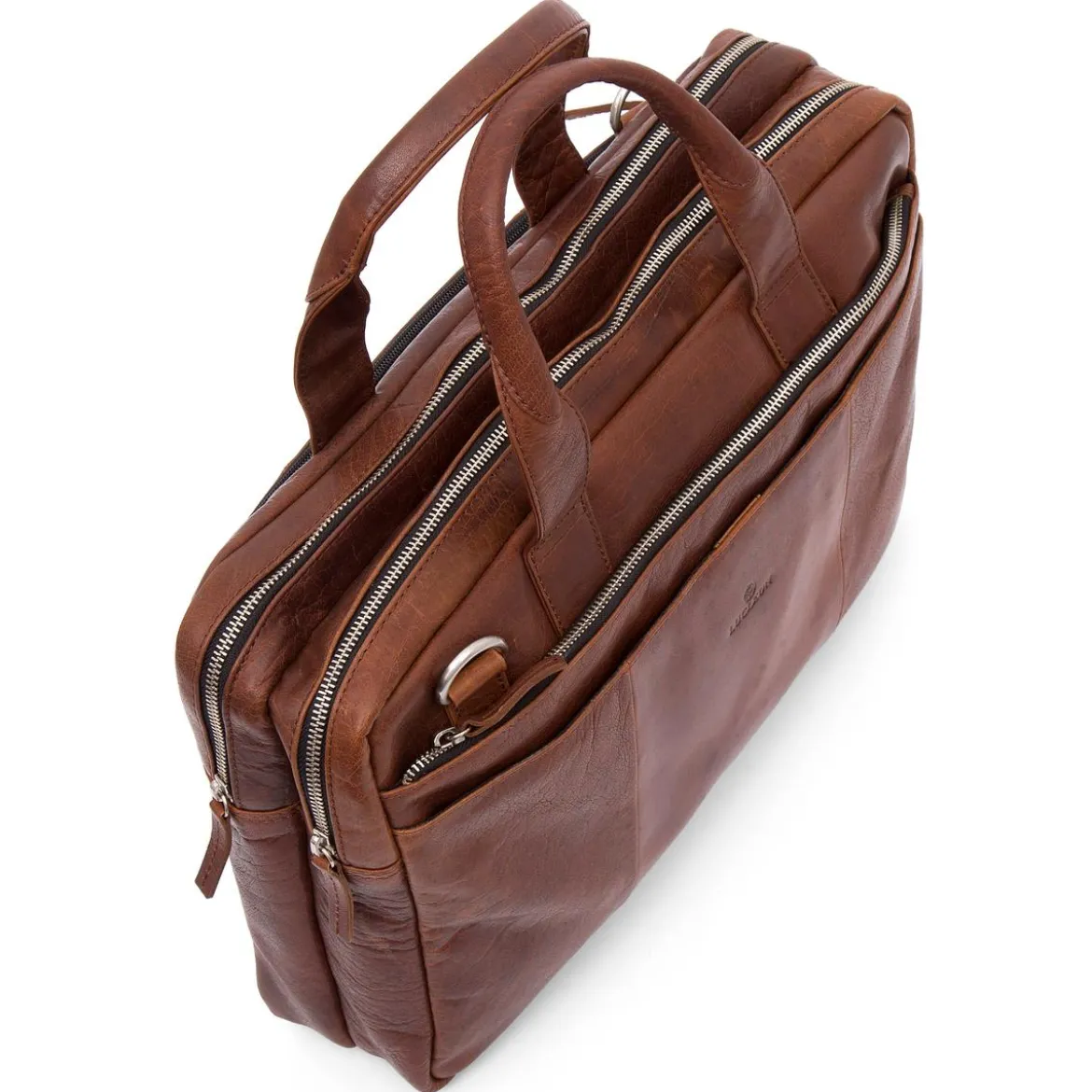 Kasztanowa skórzana torba na laptopa Montreal