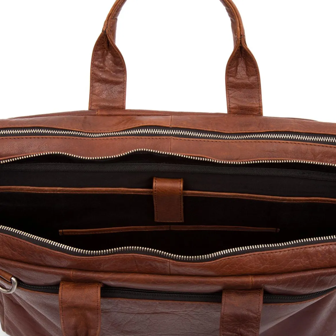 Kasztanowa skórzana torba na laptopa Montreal XL