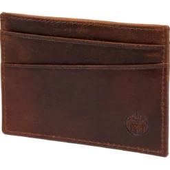 Kasztanowe skórzane mini etui na karty RFID Montreal