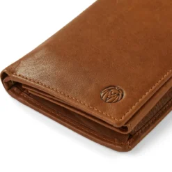 Kasztanowy skórzany portel vintage RFID Cambodia