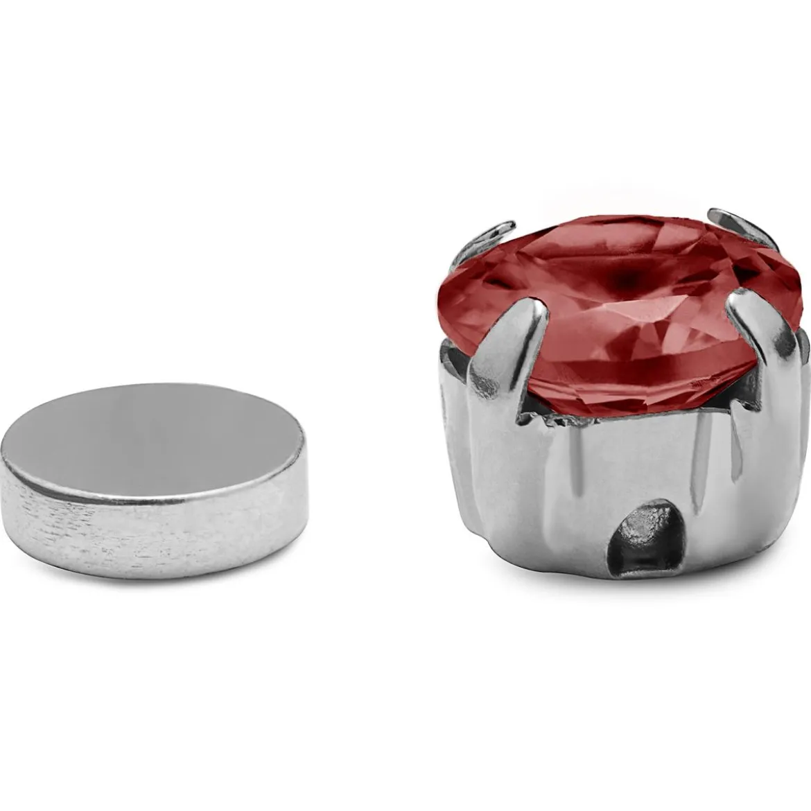 Kolczyk magnetyczny z czerwoną cyrkonią