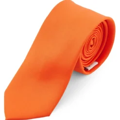 Krawat w jaskrawym kolorze pomarańczowym 6 cm Basic