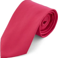 Krawat w kolorze jaskrawego różu 8 cm Basic