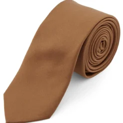Krawat w kolorze jasnobrązowym 6 cm Basic