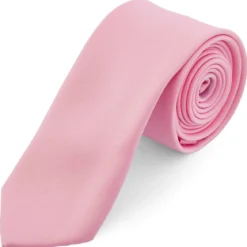 Krawat w kolorze jasnoróżowym 6 cm Basic
