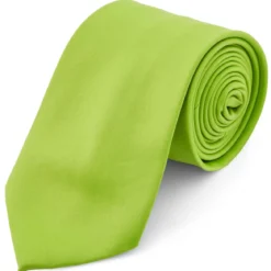Krawat w kolorze limonkowej zieleni 8 cm Basic
