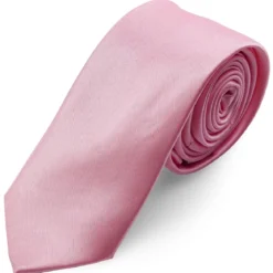 Krawat w kolorze lśniącego jasnego różu 6 cm Basic