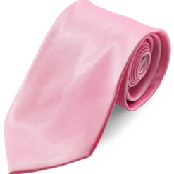 Krawat w kolorze lśniącego jasnego różu 8 cm Basic