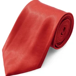 Krawat w kolorze lśniącej czerwieni 8 cm Basic