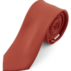Krawat w kolorze terakoty 6 cm Basic