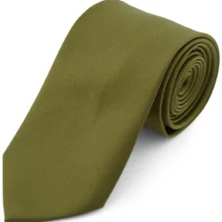 Krawat w kolorze zielonego liścia 8 cm Basic