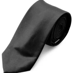 Krawat w lśniącym kolorze czarnym 6 cm Basic