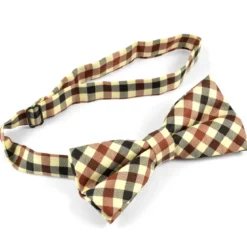 Kremowa muszka w kratkę