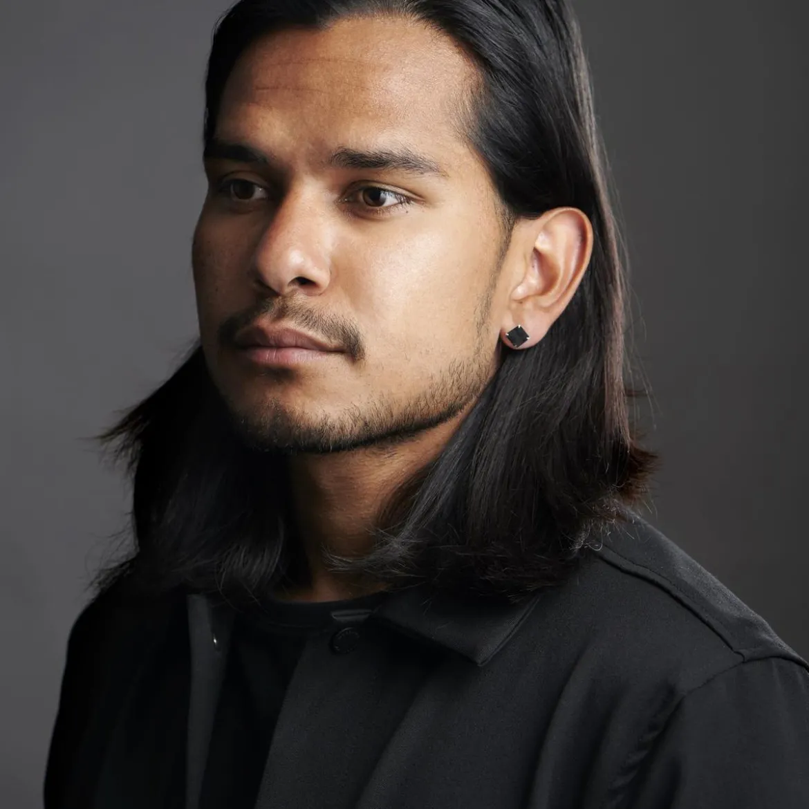 Lucid | Srebrny kolczyk sztyft 8 mm z czarną kwadratową cyrkonią próby 925
