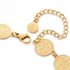 Mediterranean | 14K pozłacana bransoletka łańcuszkowa z monetami 10 mm