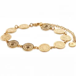Mediterranean | 14K pozłacana bransoletka łańcuszkowa z monetami 10 mm