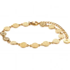 Mediterranean | 14K pozłacana bransoletka łańcuszkowa z monetami 7mm