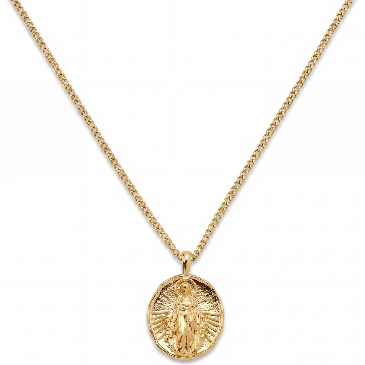 Mediterranean | 14K pozłacany naszyjnik z zawieszką Madonna