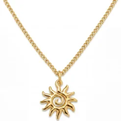 Mediterranean | 14K pozłacany naszyjnik z zawieszką w kształcie spiralnego słońca
