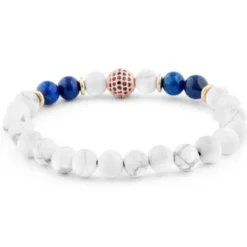 8 mm bransoletka z białym turkusem i lapis lazuli
