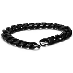 12 mm czarna stalowa bransoletka łańcuszkowa