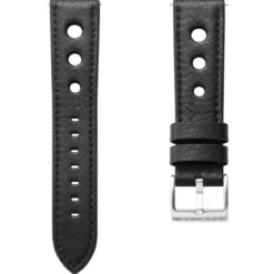 22mm czarny pasek do zegarka ze skóry licowej w stylu racing